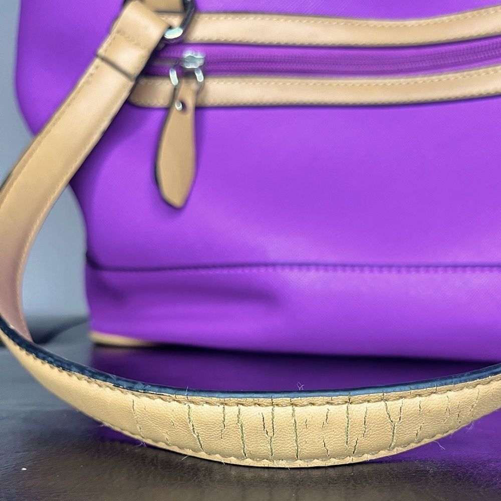 Giani Bernini Saffiano Bright Purple Tote Bag Leather Purse Medium Sized​​​ - Picture 9 of 15